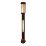 19th Century mahogany stick barometer by D. Bolongaro & Son of Manchester, having a silvered scale