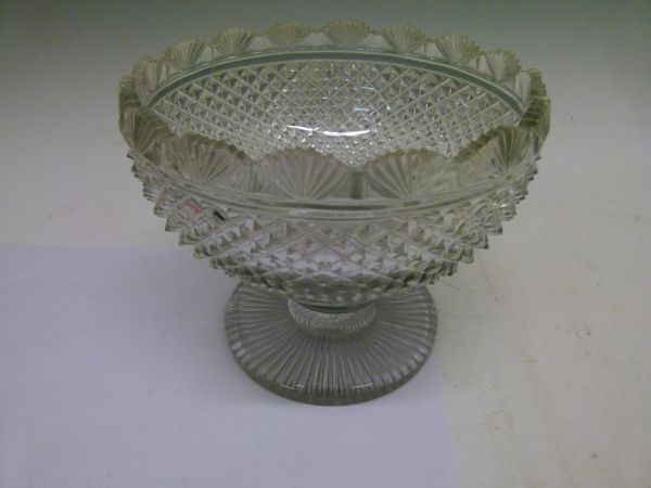 Regency cut glass bowl having a fan cut rim, standing on a short knopped stem and circular foot, - Image 2 of 8