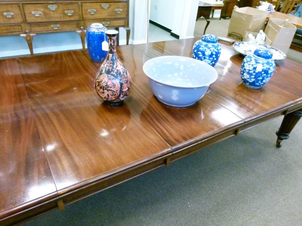 Late Victorian walnut rectangular extending dining table fitted three insertions and standing on - Image 5 of 9