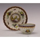 18th Century Worcester lobed tea cup and saucer decorated with the Earl of Dalhousie pattern,