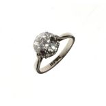 Diamond single stone ring, stamped '18ct & PT', the old cut brilliant calculated as weighing