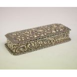 Edward VII rectangular silver box having embossed stylised foliate decoration, makers George