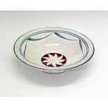 Alan Caiger-Smith studio pottery bowl having sunburst decoration, base with painted monogram, 23.