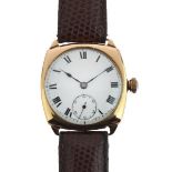 Zenith - Gentleman's 9ct gold manual wind wristwatch, the white enamel dial having black Roman