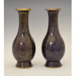 Pair of Japanese cloisonné baluster shaped vases, Meiji period, each having gilt stylised foliate