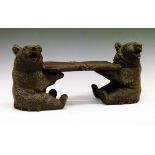 Late 19th/early 20th Century Black Forest child's carved wooden stool formed as two seated bears
