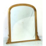 Reproduction Victorian style gilt framed mirrored overmantel, 127cm wide Condition: