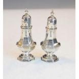 Pair of Victorian silver baluster shaped octagonal pepperettes, London 1899, 1.8oz approx Condition: