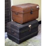 Two vintage tin trunks Condition:
