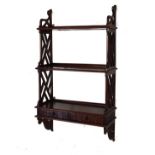 Reproduction hardwood three tier wall bracket fitted two drawers to the base Condition: