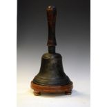 Late 19th/early 20th Century hand bell having a turned wooden handle Condition: