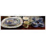 Quantity of various blue and white transfer printed ceramics, together with a Royal Doulton two