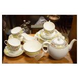 Aynsley six person tea service having floral and fruit decoration Condition: