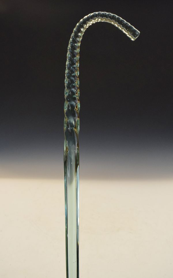 Nailsea type pale green glass walking stick Condition: