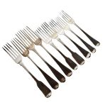 Nine various Georgian silver forks, all London hallmarks, combined weight 13.4oz approx Condition: