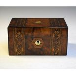 Victorian inlaid figured walnut work box Condition: