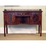 Early 20th Century Georgian style mahogany sideboard having a gallery back, fitted one drawer with