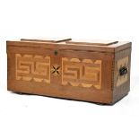 Marquetry inlaid oak and walnut blanket box Condition: