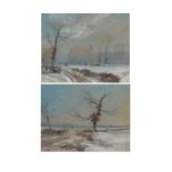 George Sheffield - Pair of watercolours - Winter landscapes, each signed and dated 1884, 17cm x 21cm