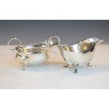 Edward VII silver sauce boat, Birmingham 1901, together with a George V silver sauce boat,