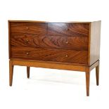 1950's period mahogany and rosewood finish chest of two short and two long drawers on tapered square