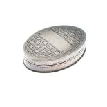 George III oval engraved silver pill box, Birmingham 1801 Condition: