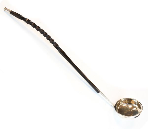 George III unmarked white metal toddy ladle having a typical twist handle Condition: