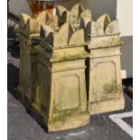 Four crown chimney pots of tapered square form Condition:
