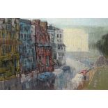 James Bostock - Oil on canvas - Bristol Rain, being a view from Sion Hill, Clifton, signed, 74cm x