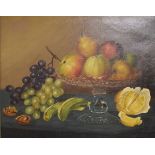 E.Britton - Early 20th Century oil on canvas - Still life with fruit, signed, 44cm x 54cm, framed