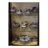 Early 20th Century Clementson Brothers blue and white transfer printed part tea service decorated