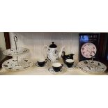 Collection of Ridgway Homemaker tableware comprising: cake stand, two tier cake stand, coffee pot,