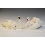 Two Franklin Mint swan figures - Under Her Wing and The Royal Swan, designed by Ronald Van