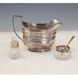 George III silver helmet shaped cream jug, London 1805, 4.3oz approx, together with a silver mounted