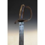 Militaria - British cavalry trooper sword, 1853 pattern with wooden grip, blade 84cm long stamped