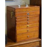 Mid 20th Century mahogany dental cabinet having chrome plated fittings, rising top and fitted six