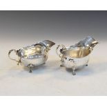Near pair of silver sauce boats, one hallmarked Birmingham 1935, combined weight 6.6oz approx
