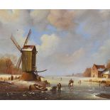 Raymond Campbell - Oil on panel - A period Dutch winter scene, signed, 23cm x 28.5cm, framed