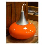 Modern Design - 1960's period Doria orange glass pendant light Condition: