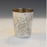 Continental (possibly French) white metal beaker of tapering cylindrical form, 3oz approx Condition: