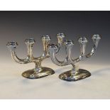 Pair of 20th Century Scandinavian white metal four branch table candelabra, each stamped 835