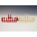 19th Century turned and carved bone Barleycorn chess set Condition: