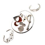 Collection of Scandinavian and other modernist silver and white metal jewellery comprising: necklet,