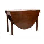 19th Century string inlaid and crossbanded mahogany two flap oval dining table standing on square