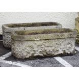 Two modern 'stone' garden troughs Condition: