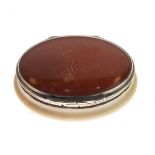 19th Century white metal mounted ivory oval snuff box Condition: