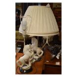Pair of alabaster figural table lamps, each formed as a rearing horse Condition: