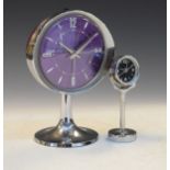 1970's period chrome finish Westclox 'Big Ben' mantel clock having a purple dial, together with a