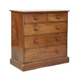 Victorian mahogany chest of two short and three long drawers standing on a plinth base Condition: