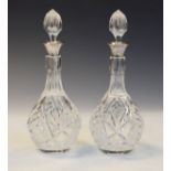 Pair of silver mounted cut glass decanter bottles Condition: